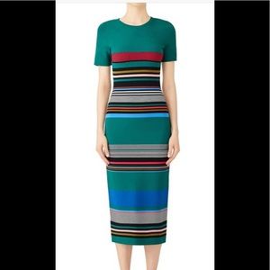 #DVF maxi shirt sleeve strip dress